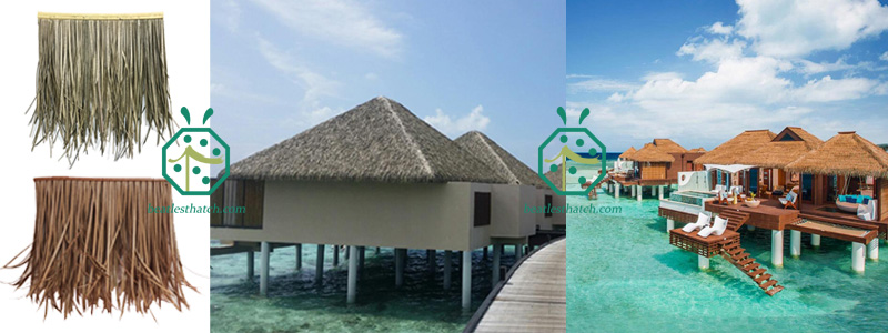 synthetic straw thatch for beach resort overwater bungalows