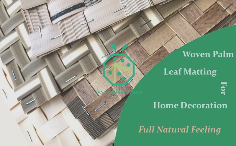 Synthetic woven palm leaf ceiling panel for home decoration