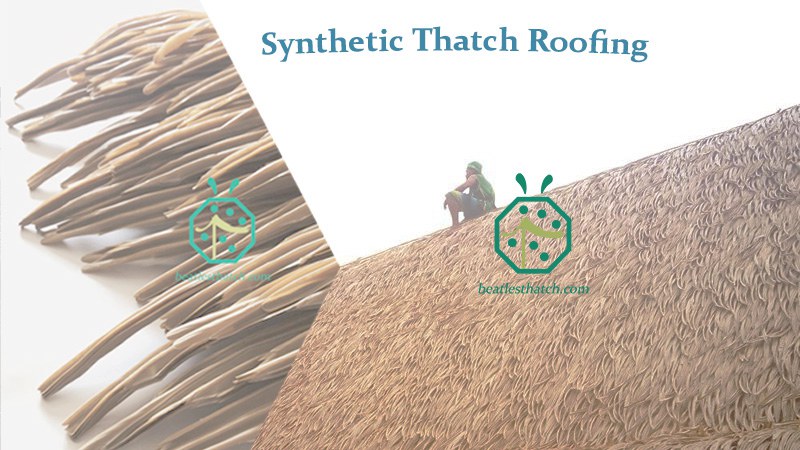 Synthetic tiki hut thatch roof for both private house or commercial applications such as restaurant, zoo park, shopping mall, hospitality industry or garden