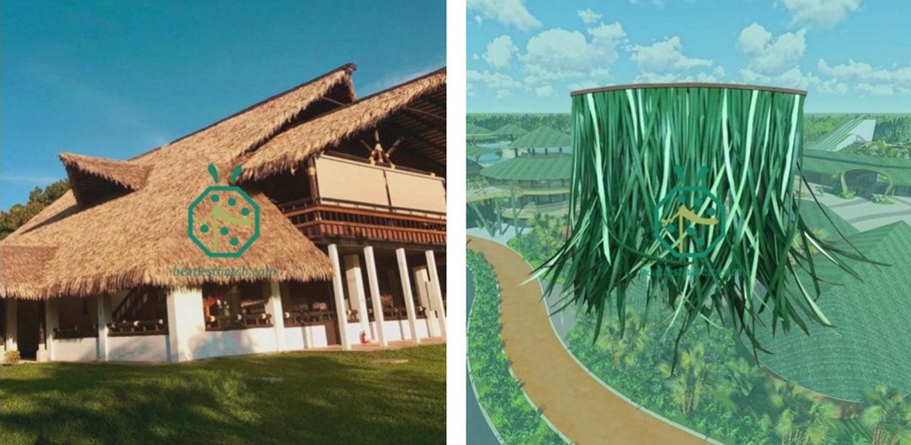 Synthetic thatch roof materials for ranch pavilion roof covering