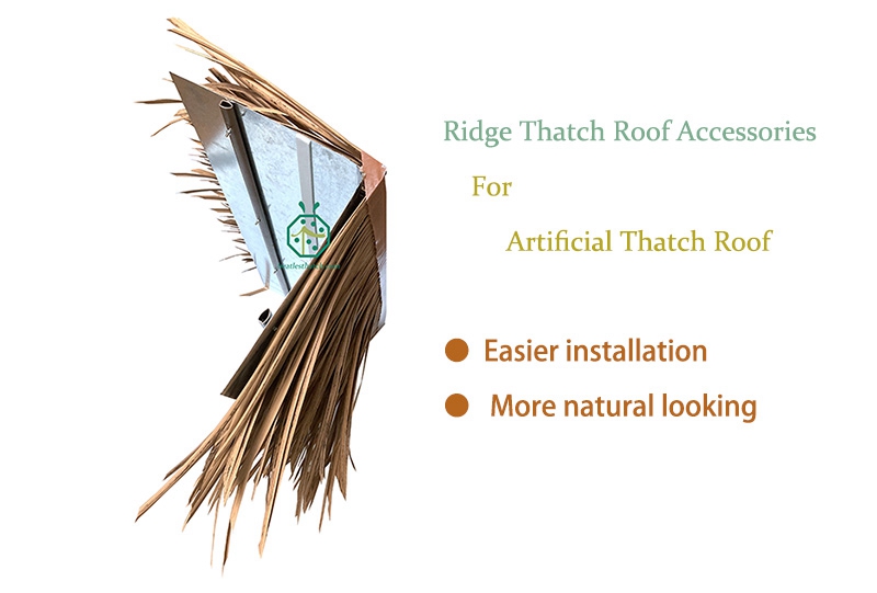 Artificial thatch roofing cover ridge tile