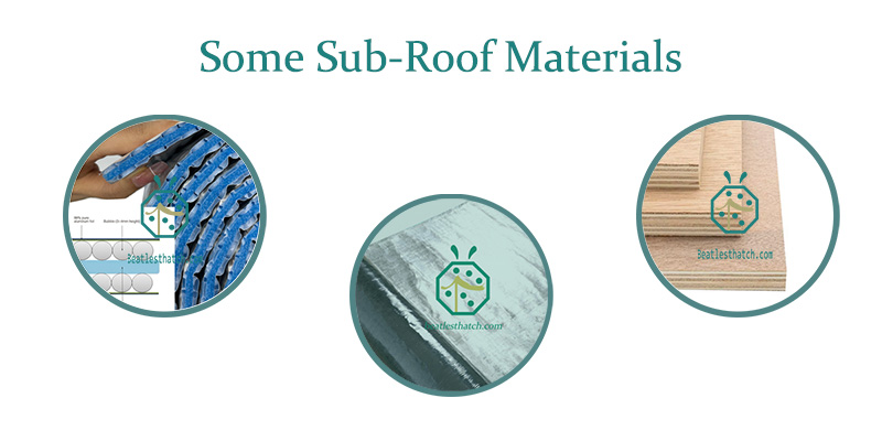 Waterproof membrane as sub-roof for artificial synthetic thatch roof materials Waterproof membrane as sub-roof for artificial synthetic thatch roof materials