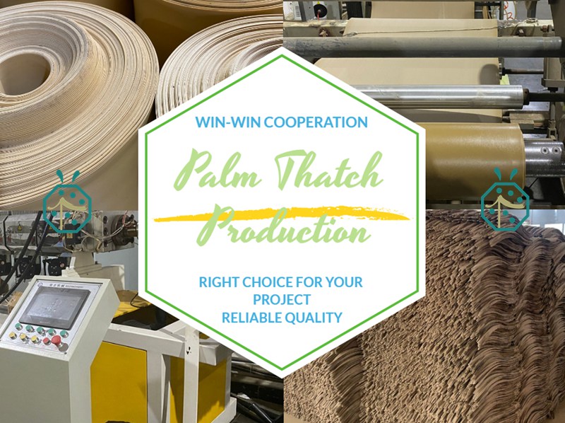 Production and packing of artificial palm leaf roof