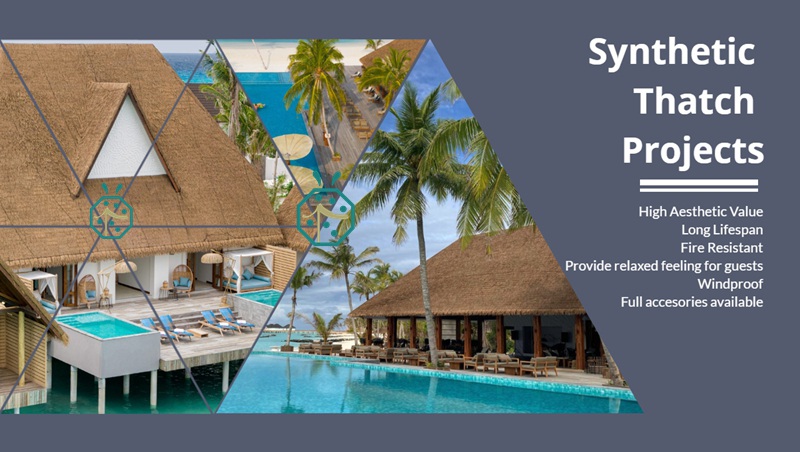 Fake thatched roof bungalow for guest room for resort hotel in ocean countries Fake thatched roof bungalow for guest room for resort hotel in ocean countries