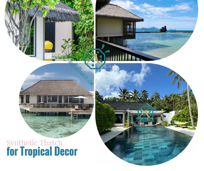 Synthetic artificial thatch roof to be used for overwater resort hotel bungalow restaurant Synthetic artificial thatch roof to be used for overwater resort hotel bungalow restaurant