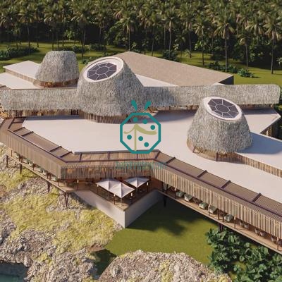 HDPE palm leaf thatch roof tiles for mountain villa cabin building
