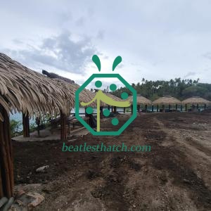 หลังคา Tiki Hut สังเคราะห์ HDPE ทนไฟ