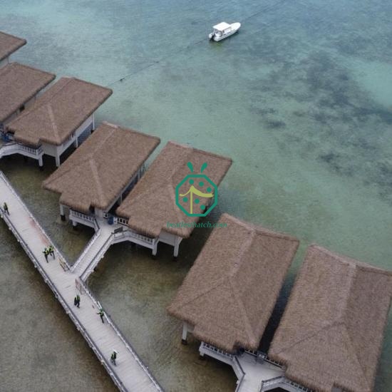 Hotel Villa Thatch Roof Renovation by Fire Resistant Synthetic Cadjad Thatch Roof Tiles