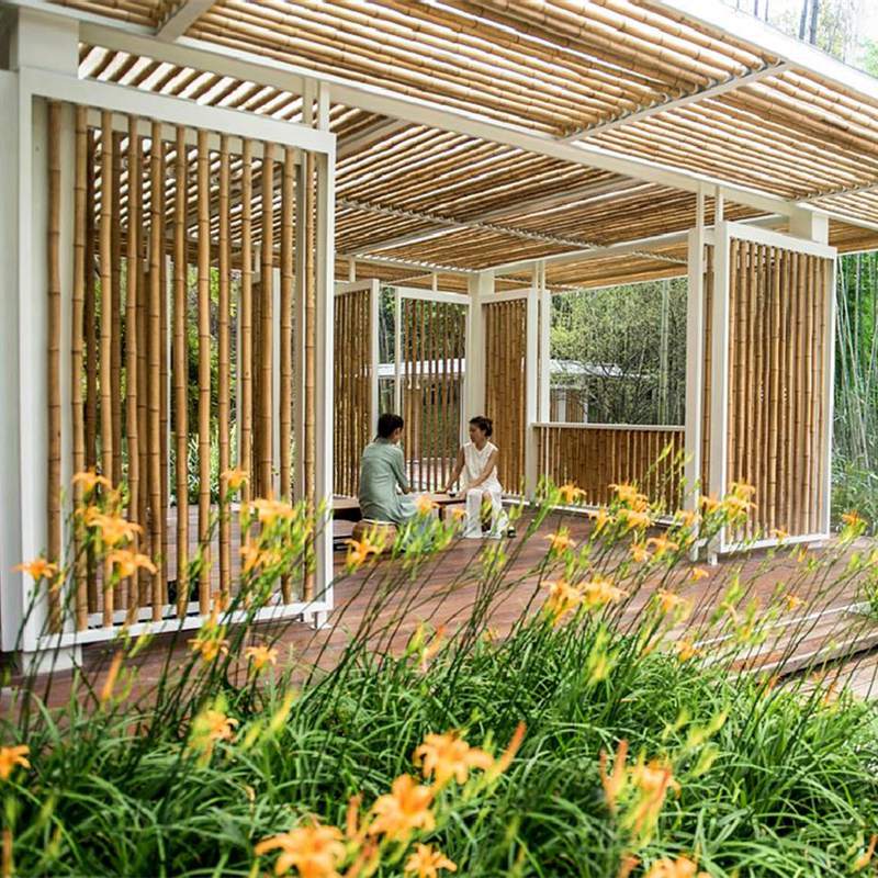 การออกแบบเสาไม้ไผ่ภูมิทัศน์ของสวน luhu bamboo