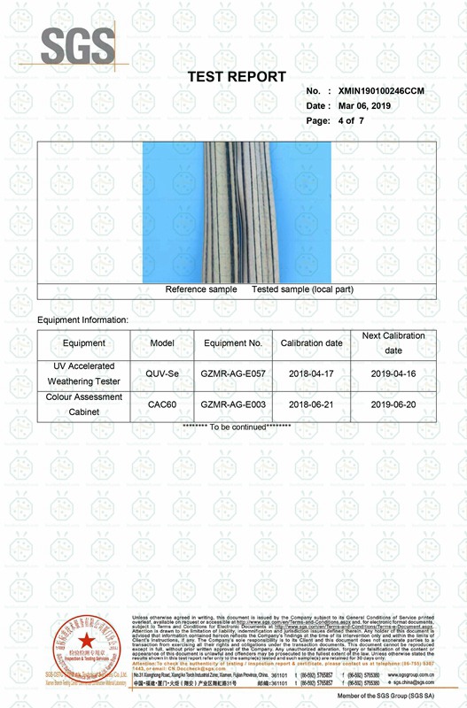 UV Exposure Test Certificate for Artificial Straw Thatch Roof Panels
