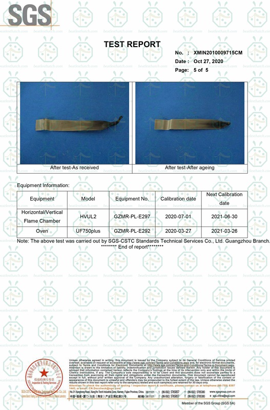 Fireproof Certificate for Synthetic Palm Thatch Roof